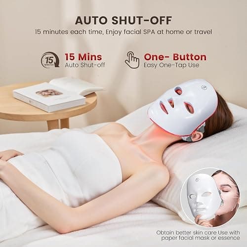 TOYHIS LED Face Mask Light Therapy,LED Light Therapy Mask for Face，Portable 7 Colors LED Facial Skin Care Mask for Home Use,Rechargeable thumbnail 6