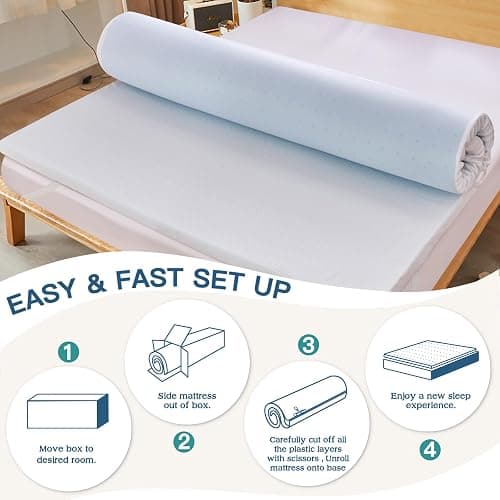 Airensky Twin XL Mattress Topper, 3 Inch Gel Memory Foam Mattress Topper for College Dorm Ventilated Soft Mattress Pad Topper with Washable Cover for Pressure Relief Back Pain, CertiPUR-US Certified thumbnail 9