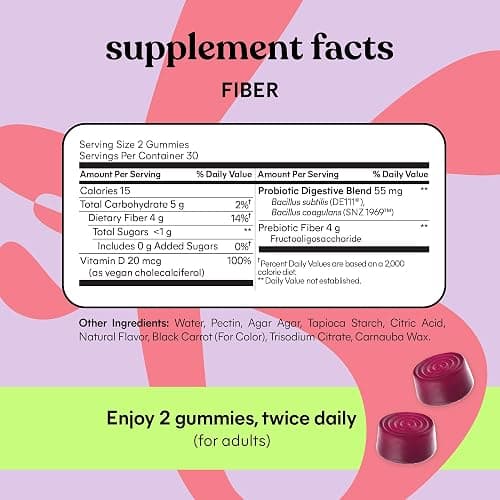 Lemme Fiber & Probiotic Gummies for Adults, Promotes Regularity & Digestive Health, No Sugar Added Strawberry Flavor, 4g Prebiotic Fiber & Clinically Studied Probiotic Strains, (60 Count) thumbnail 6