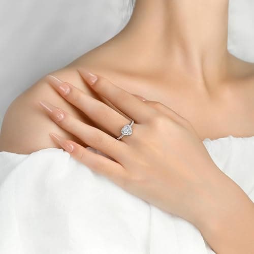 Elspeth 925 Sterling Silver Heart Engagement Ring for Women Heart Cut Cubic Zirconia Promise Ring Size 4-10 thumbnail 4