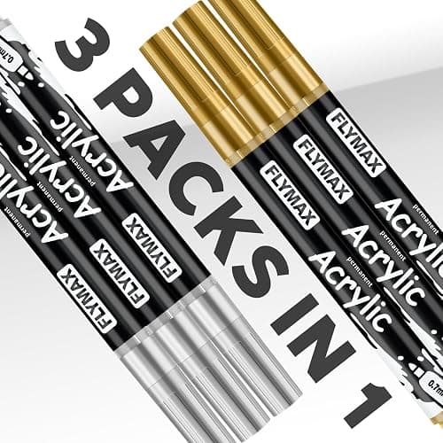 Rotulador Acrilico Dorado 0,7 mm – Marcador Permanente Pintura Acrílica Dorado, Indeleble, Punta fina, Impermeables, De secado rápido (Paquete de 3) thumbnail 4