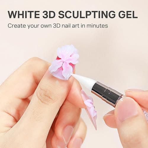 MIZHSE White 3D Gel Nail Art 30g Sculpting Gel Non-Sticky Molding Gels for Nails Solid U V LED Soak Off Gels Polish with Nail Art Pen Rub Chrome Powder Nail Design Home Manicure thumbnail 2