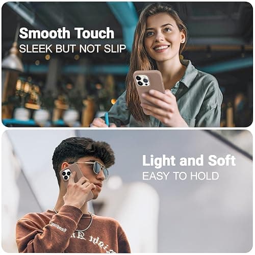 AOTESIER Magnetic for iPhone 13 Pro Phone Case, [Compatible with MagSafe][Military Shockproof Protection] Silicone Case with Soft Microfiber Lining, Camera & Screen Protection 6.1 inch, Light Brown thumbnail 2