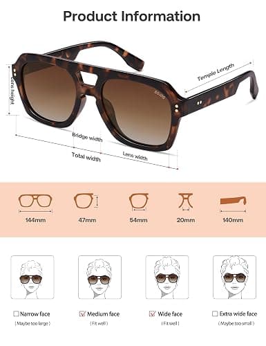 SOJOS Retro Thick Polarized Aviator Sunglasses for Women Men, Large Trendy Bold Square Pilot Shades SJ2385 thumbnail 6