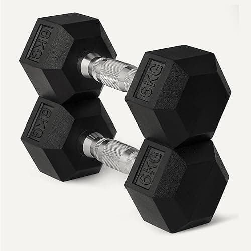 Amazon Basics Rubber Encased Hex Dumbbell Weights Set thumbnail 4