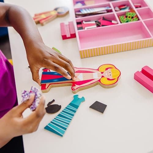 Melissa & Doug Abby and Emma Magnetic Wooden Dress-Up Dolls Play Set (55+ Pieces), Magnetic Dolls, Pretend Play & Preschool Toys for Kids 3+ thumbnail 9