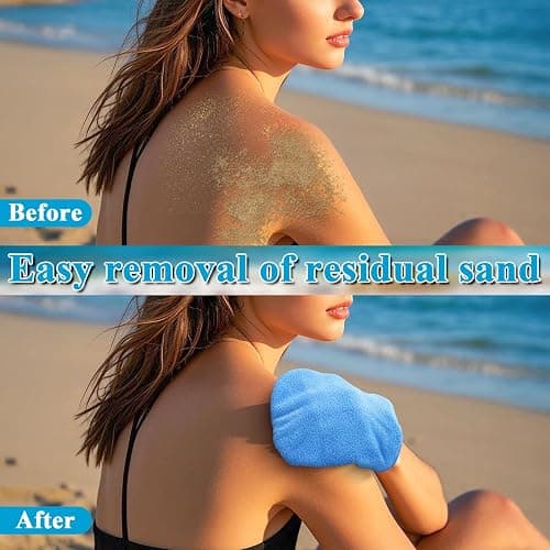 Vodolo 2 in 1 Sand Remover for Beach,2Pcs Sand Wipe Off Mitts for Beach,Beach Vacation Essentials for Kids Adults,Beach Day Accessories Must Haves for Women,Summer Family Beach Needs Items Necessities thumbnail 5