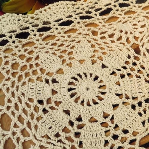 Laivigo Handmade Crochet Lace Table Cloth Doilies Doily,Rectangle,20 x 28 Inch,Beige thumbnail 3