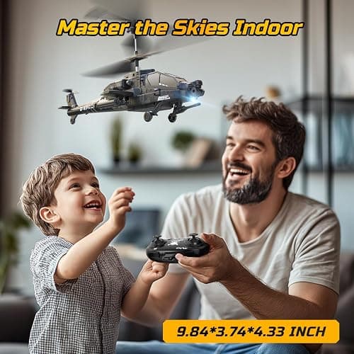 DEERC Apache RC Helicopter for Kids & Adults, Military Remote Control Helicopter Toy with LED Lights, 2 Batteries & USB-C Charging, 26 Mins Flight, Altitude Hold, Gift for Boys Ages 8-12 thumbnail 7