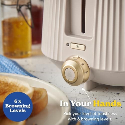 Russell Hobbs Toaster 4 Slice, Brontë Stone Stylish Matte & Chrome Design thumbnail 5