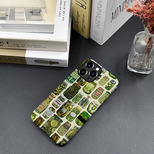 Case Compatible with iPhone 12,Scratch Resistant Hybrid 2-Layer Hard Shell Phone Case,Pickle Dill Collage Green thumbnail 4