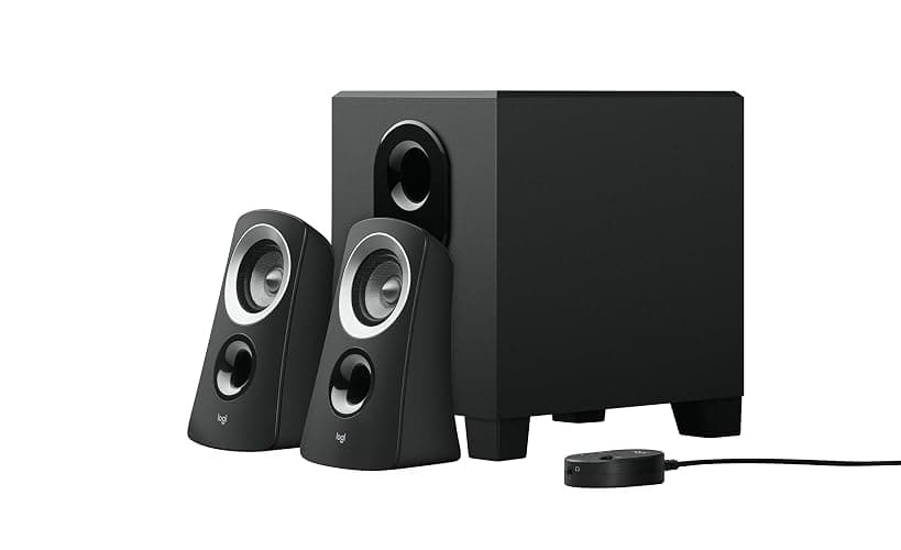 Logitech Z313 2.1 Multimedia Speaker System with Subwoofer, Full Range Audio, 50 Watts Peak Power, Strong Bass, 3.5mm Inputs, PC/PS4/Xbox/TV/Smartphone/Tablet/Music Player - Black thumbnail 2