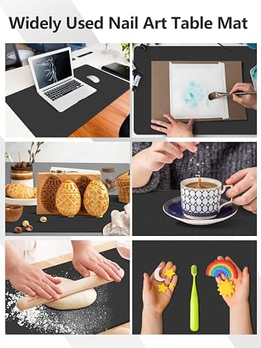 (MAT ONLY) Nail Art Table Mat, Nail Arm Rest Pad for Acrylic Nails, Soft Microfiber PU Leather Nail Mat for Table, Foldable Nail Hand Rest Pillow Manicure Pad, Acrylic Nail Desk Mat for Nail Cushion thumbnail 7