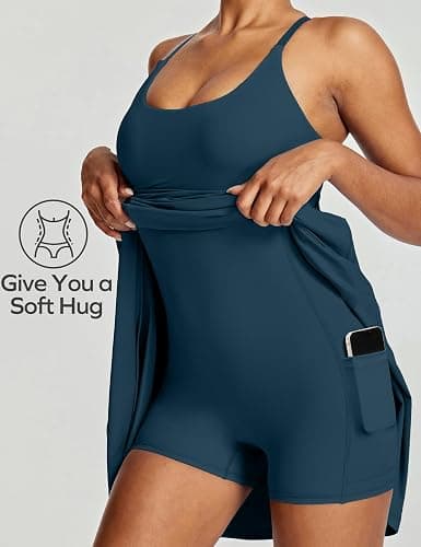 Ewedoos Athletic Tennis Dress for Women with Shorts Underneath Easy Peezy U Neck Adjustable Straps Active Workout Dress thumbnail 2