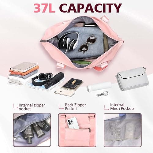 EASYFUN Travel Duffle Bag, Waterproof Weekender Carry On Tote Bags for Women, Men, Hospital Bag, Overnight Bag Luggage with Trolley Sleeve thumbnail 3