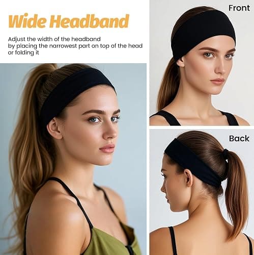 Headbands for Women - 6 Pack Wide Elastic Hair Bands | Stretchy Sweatbands Hair Bands | Soft Sports Thin Head Bands | Non-Slip Accessories Bands for Fashion, Washing Face, Workouts, Yoga, Daily Use thumbnail 5