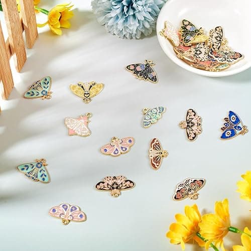 Spritewelry Enamel Butterfly Charms for Jewelry Making Alloy Colorful Butterfly Insect Enamel Charms Gothic Style Metal Moths Earrings Pendants for DIY Necklace Earrings thumbnail 6