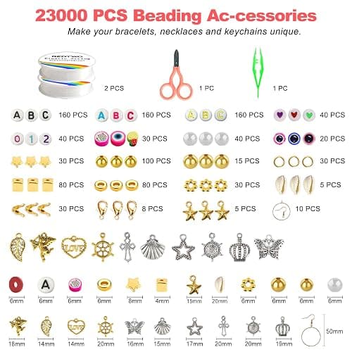 Redtwo 23000 Pcs Clay Beads Bracelet Making Kit, 144 Colors 7 Boxes Friendship Preppy Flat Polymer Heishi Beads Jewelry Kits with Charms, Gifts for Teen Girls Crafts for Girls Ages 6-12 (144 Colors) thumbnail 3