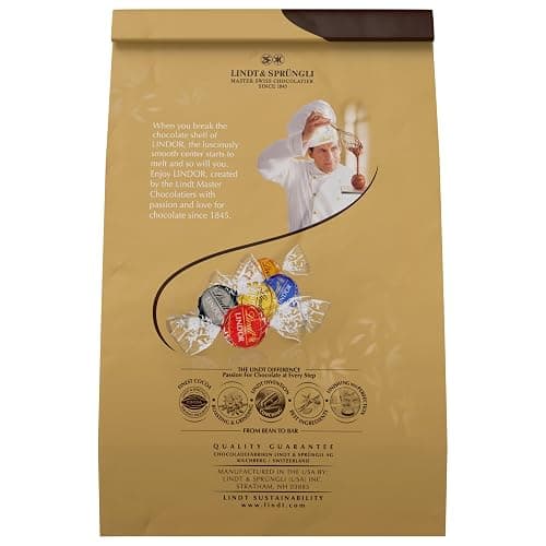 Lindt LINDOR Assorted Chocolate Candy Truffles, Chocolate with Smooth, Melting Truffle Center, 15.2 oz. Bag thumbnail 10