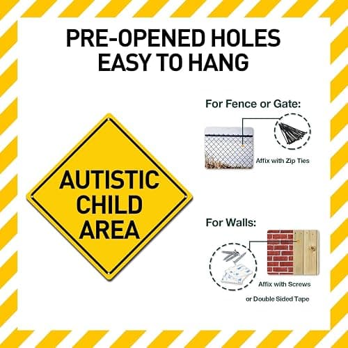 BTHUKO Autistic Child Area Heavy Duty Aluminum Warning Sign 12" X 12" thumbnail 5
