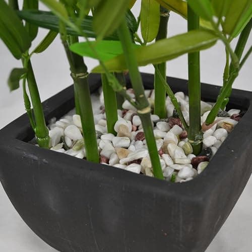 Westcharm 18 inch Faux Bamboo Plant - Lush Artificial Bamboo in Black Polyresin Pot with Decorative River Stones for Home Office Kitchen Living Room Countertop Mantel thumbnail 8
