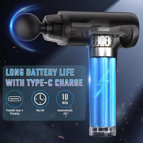 cotsoco Massage Gun Deep Tissue, Muscle Massage Gun with 9 Attachment Heads 20 Speeds & Silent Brushless Motor for Pain Relief, Handheld Percussion Back Massager Gun for Athletes (Black) thumbnail 4