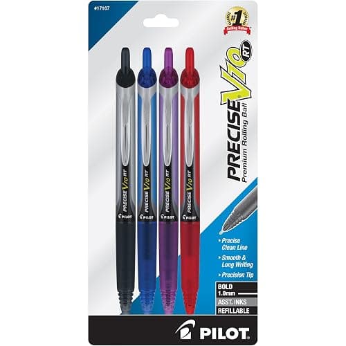 Pilot Precise V10 Retractable Rolling Ball Pens, Bold Point, 1.0 mm, Assorted, Pack Of 4 Pens - Image 1