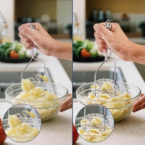 Maclia 2PCS Mashed Potato Masher - Stainless Steel Potato Smasher, Masher Kitchen Tools & Utensils for Avocado, Bean, Salad, Vegetables, Fruit, Food, Meat Smasher Tool for Ground Beef thumbnail 3