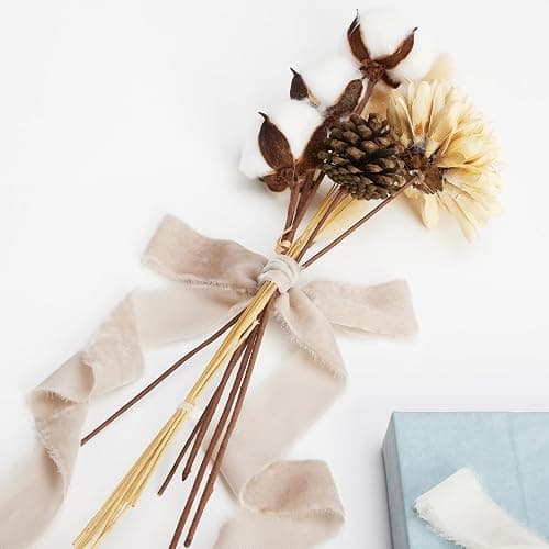 Keypan Light Gray Velvet Ribbon for Gift Wrapping - 1 1/2 inch Wide Handmade Fringe Fabric Ribbons for Christmas Decorations, Baby Shower, Flower Bouquet thumbnail 2