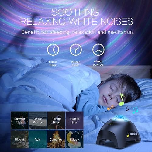 Northern Galaxy Light Aurora Projector with 33 Light Effects, Night Lights LED Star Projector for Bedroom Nebula Lamp, Remote Control, White Noises, Bluetooth Speaker for Parties, Jet Black thumbnail 5