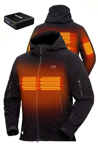 ANTARCTICA GEAR Heated Jacket with 12V 16000mAh Battery Pack, Polar Fleece Coat for Men Women, Fit Zip Hood Winter Jacket - Image 1
