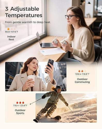 OCOOPA Hand Warmers Rechargeable, Smart Temp Control 7H*2 Long Safe Heat, Ultra Slim, Pocket-Size Design That Fits Gloves, Gifts for Women, Outdoor, Office, Commute (UT5 Nano) thumbnail 4