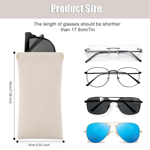 Sightor Sunglass Case, 2 Pcs Soft Eyeglass Cases for Women Portable Squeeze Top Leather Glasses Pouch thumbnail 2