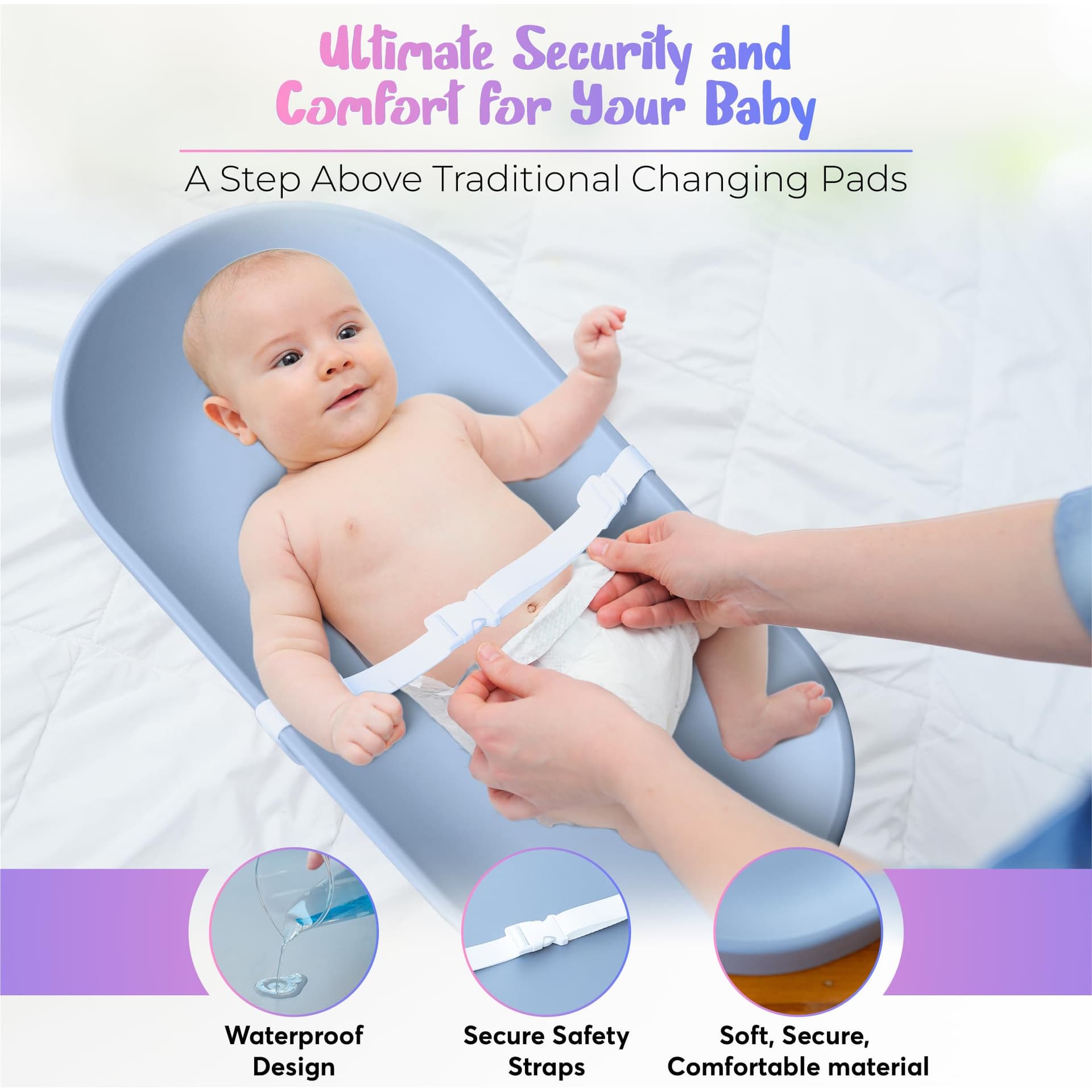 Baby Groove Aus - Premium Portable Changing Pad - Waterproof, Grey, Soft and Breathable, Non-Slip, Easy-to-Clean, Firm Padding, Diaper Changing Station, Newborns to Toddlers thumbnail 5