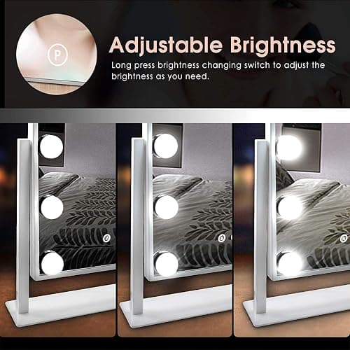 TUREWELL Hollywood Makeup Mirror with Lights,Large Lighted Vanity Mirror with 3 Color Light & 12 Dimmable Led Bulbs,Smart Lighted Touch Control Screen & 360 Degree Rotation(White) thumbnail 4