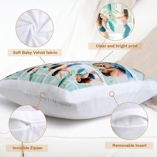 Ueedklaayy Custom Pillow with Picture & Text - Include Insert, Personalized Photo Pillow Double-Sided Printing | 5 Sizes & 10 Colors Optional, Custom Pet Memorial Gifts | Keepsake Gifts for Loved One thumbnail 3