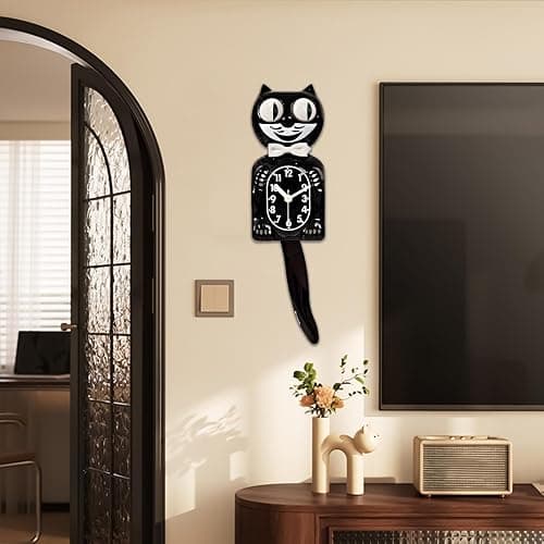 Retro Cat Clock, Tail Swinging Wall Clock, Cat Swing Wall Decoration, Funny Perfect For Home Decor Mid-Century Modern Gift thumbnail 2