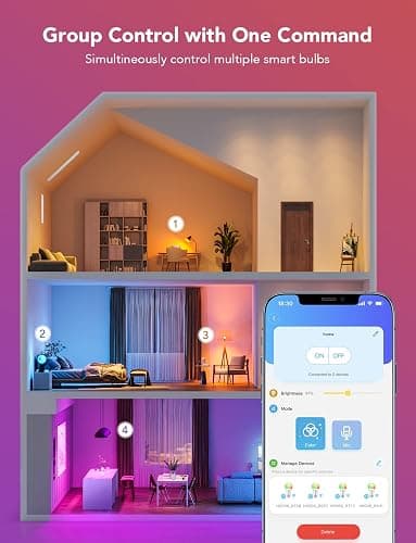 Govee Smart A19 LED Light Bulbs, 1000LM RGBWW Dimmable, Wi-Fi & Bluetooth Color Changing Light Bulbs, Works with Alexa & Google Assistant No Hub Required, 75W Equivalent Smart Bulbs, 2 Pack thumbnail 6