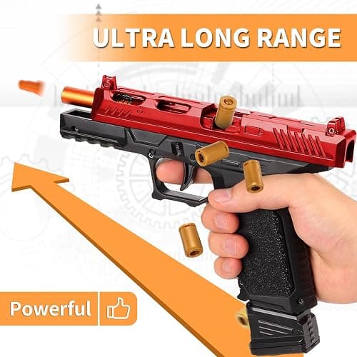Toy Gun - Stress Shot Toy Gun with Semi-Automatic Mode, Red and Black thumbnail 3