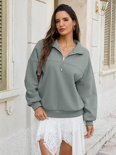EasyGala Womens Oversized Quarter Zip Sweatshirts Fleece Half Zipper Pullover Tops Fall Fashion Outfits Clothes 2026 thumbnail 4