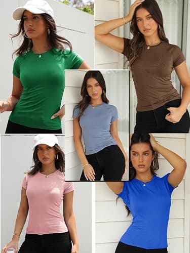 Abardsion Women Casual Raglan Sleeve Crewneck T Shirts - 2025 Summer Basic Activewear Slim Fit Going Out Tops thumbnail 5