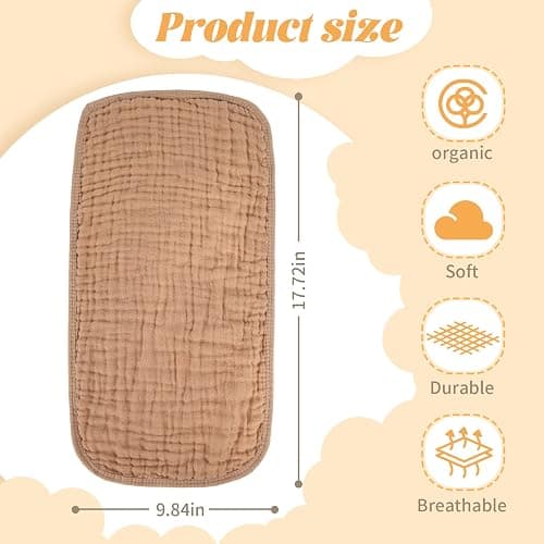 MIGIOL Baby Burp Cloth 100% Cotton Newborn Cotton Muslin Burp Cloth 10x20 inches (Pink & Coffee 5 Pieces) - Pink & Coffee 5 Pieces thumbnail 3