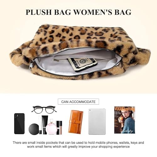 Fuzzy Tote Bag Y2K Fluffy Shoulder Bag Women Furry Purse Large Cute Plush Bag Ladies Faux Fur Bag for Autumn and Winter thumbnail 4