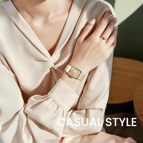 WANLISS Original Metal Milanese Loop Compatible with Apple Watch Band 38mm 40mm 41mm 42mm 44mm 45mm 49mm for Women Men, Magnetic Steel for iWatch Se Ultra Series 10 9 8 7 6 5 4 3 2 1,Champagne gold thumbnail 6