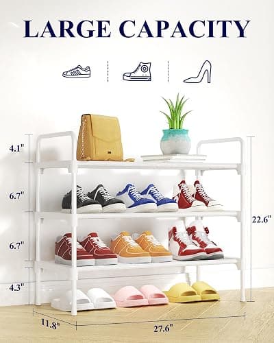 Kitsure Shoe Rack for Closet, Sturdy and Long-Lasting Shoe Shelf, Shoe Rack for Entryway, Personalized DIY Shoe Organizer, Shoe Rack Organizer for Space-Saving, 27.6" x 11.8" x 22.6", White thumbnail 2