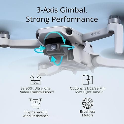 DJI Mini 4K, Drone with 4K UHD Camera for Adults, Under 249 g, 3-Axis Gimbal Stabilization, 10km Video Transmission, Auto Return, Wind Resistance, 1 Battery for 31-Min Max Flight Time, Intelligent Flight - Mini 4K (31-min) thumbnail 3