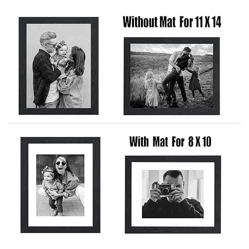 VMUZEDER 11x14 Picture Frame Rustic Black Wood Set of 6,Display Pictures 8x10 with Mat or 11x14 Without Mat,Multi Photo Frames Collage for Wall thumbnail 5