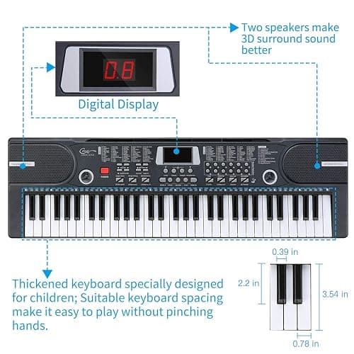 Hricane Piano Keyboard, 61 Keys Beginner Electronic Keyboard Portable Digital Music Keyboard, Early Education Music Instrument with Microphone & Music Sheet Stand thumbnail 4