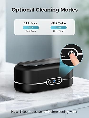 Miorcols Ultrasonic Jewelry Cleaner, 48KHz Ultrasonic Cleaner Machine for Jewelry, Glasses, Rings, Retainers, Watch Strap, Dentures, 304 Stainless Steel 12oz Cleaning Pod - Black thumbnail 4