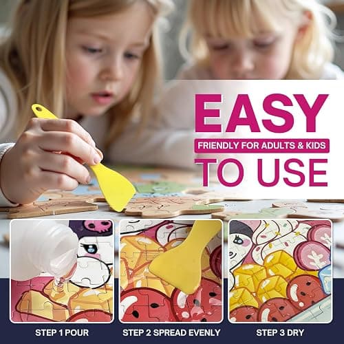 Jigsaw Puzzle Glue Clear, 200ML Puzzle Frame Kit for Adults with Applicators, Easily Preserves Finished Puzzles, Non-Toxic, Quick-Dry & Water-Based Anime Puzzle Saver for 3000/4500/5000 Pieces thumbnail 3